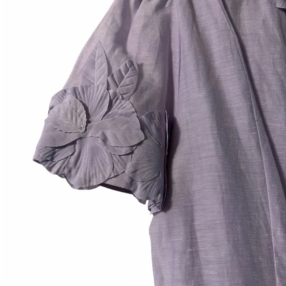 Antonio Melani Linen Floral Applique Dress Lavender Fit & Flare Size 12 - Picture 4 of 7